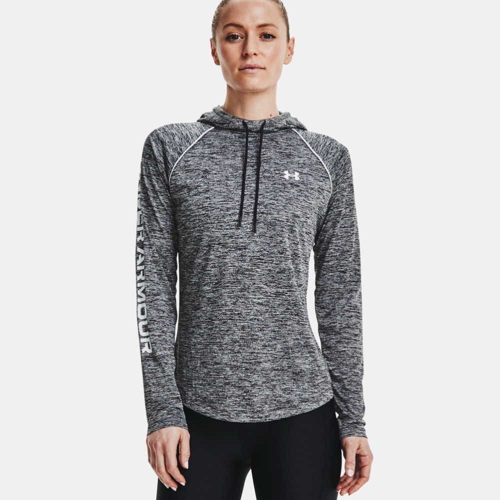 Women's UA Velocity Wordmark Hoodie. Black/White/Grey. Under Armour Size Medium